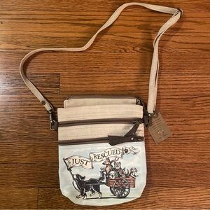 NWT Clea Ray Just Rescued Dog Print Multi-compartment Crossbody Bag
